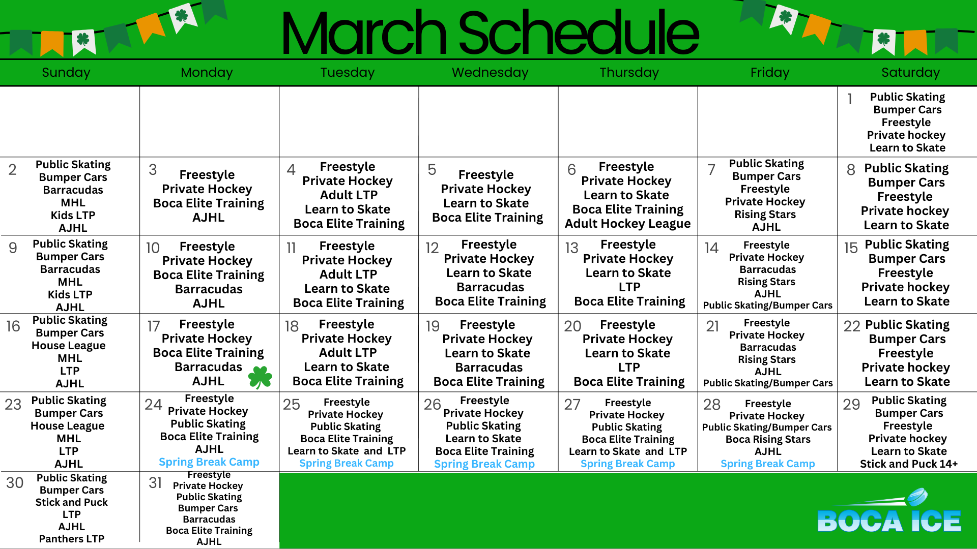 March Schedule- Events